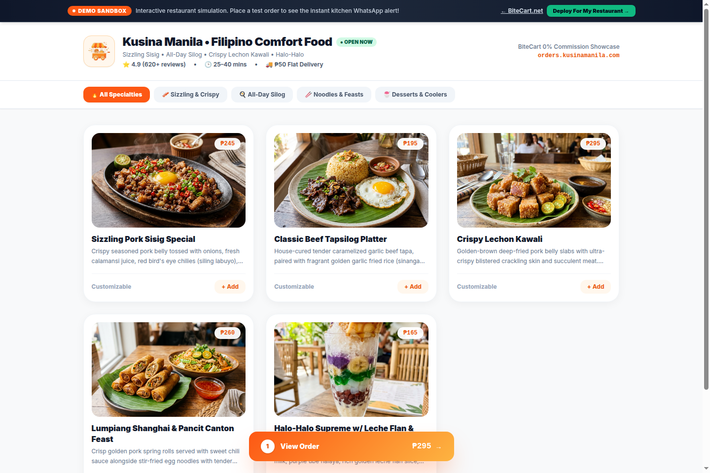 BiteCart Desktop Online Ordering